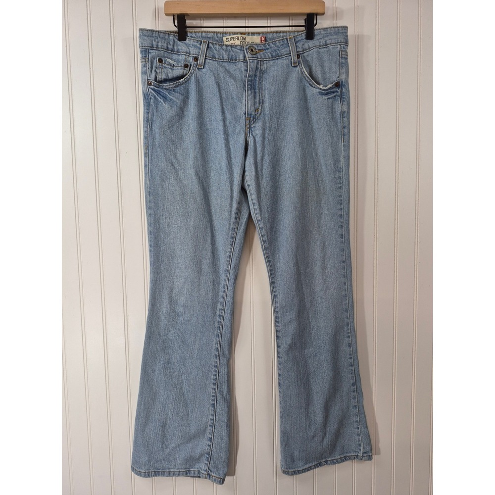 Levi's 518 Women Superlow Bootcut Distress Jeans Light Wash Low Rise Denim 38x31